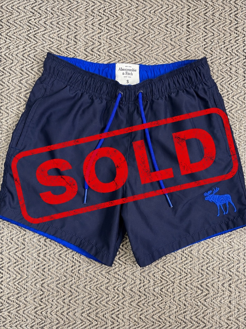 Abercrombie Fitch Shorts Large Adult Blue Swim Trunks Surfing Beach Logo Mens S